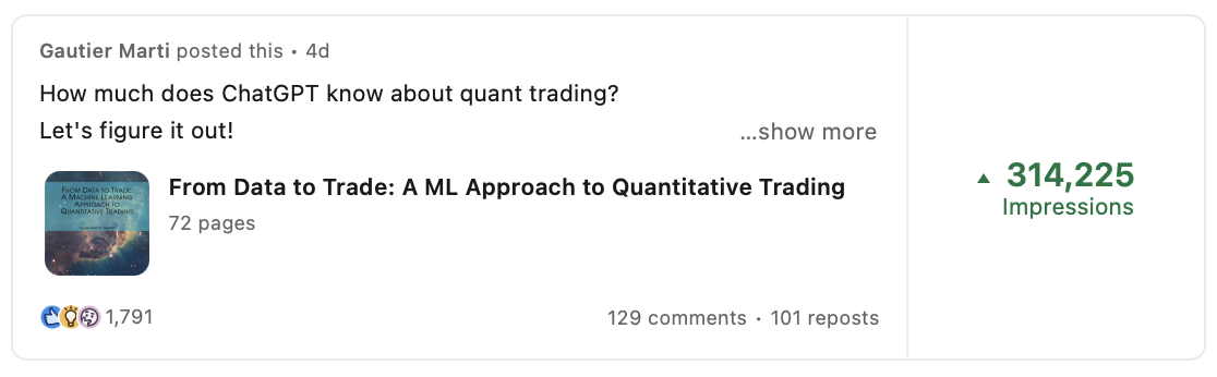 Views of the book on LinkedIn